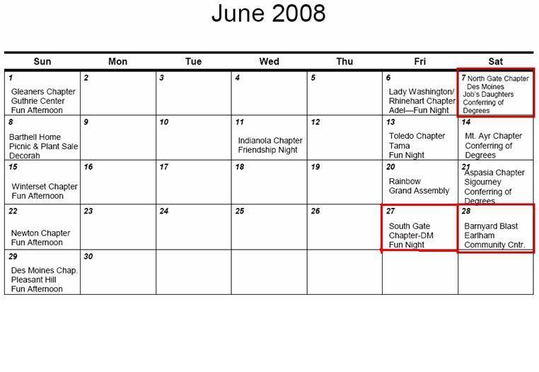 june 2008 schedule